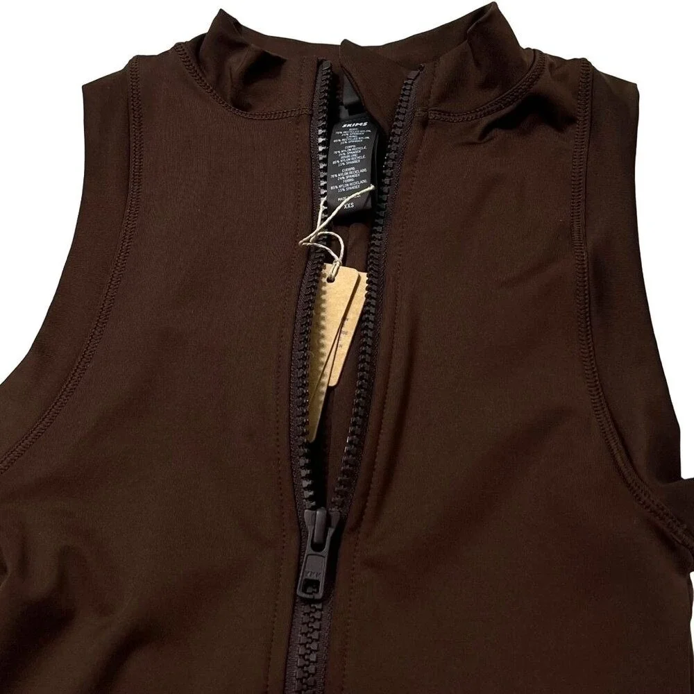 SKIMS Mock Neck Cycle Swimsuit Cocoa Womens XXS
